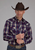 Roper 2103 Woven Plaid (Blue) - Men's Western Shirt