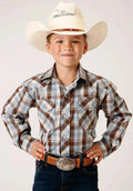 Roper Bluebird Ridge (Brown) - Boy's Western Shirt