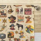 Vintage Cowboy Set of 4 Kitchen Dish Towels Made in America