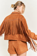 Jade by Jane Studded Fringe Faux Suede Jacket