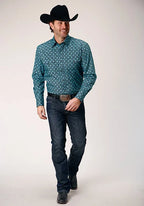 Roper 1845 Lattice Medallion (Blue) - Men's Western Shirt