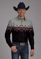 Roper 2118 Ombre Aztec (Black) - Men's Western Shirt