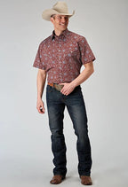 Roper 1896 Vintage Paisley (Red) - Men's Short Sleeve Shirt