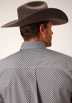 Roper 1460 Stretch Diamond Star (Grey) - Men's Short Sleeve Shirt