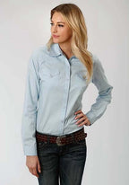 Roper Solid Poplin (Light Blue) - Women's Western Shirt