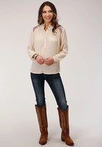 Roper 1293 Crinkle Rayon (White) - Women's Western Blouse