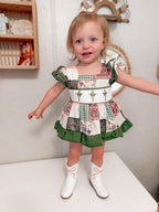 Smocked camo cross girl romper