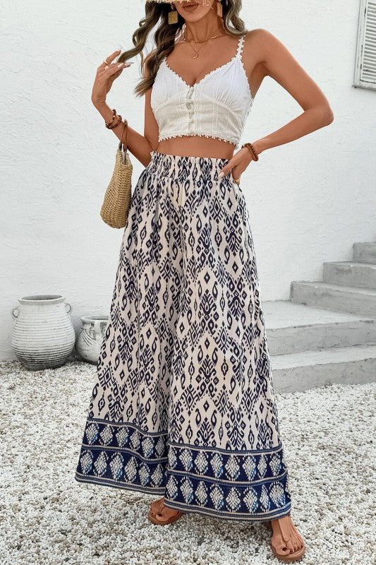 Giovanna Boho Pattern High Waist Wide Leg Loose Pa