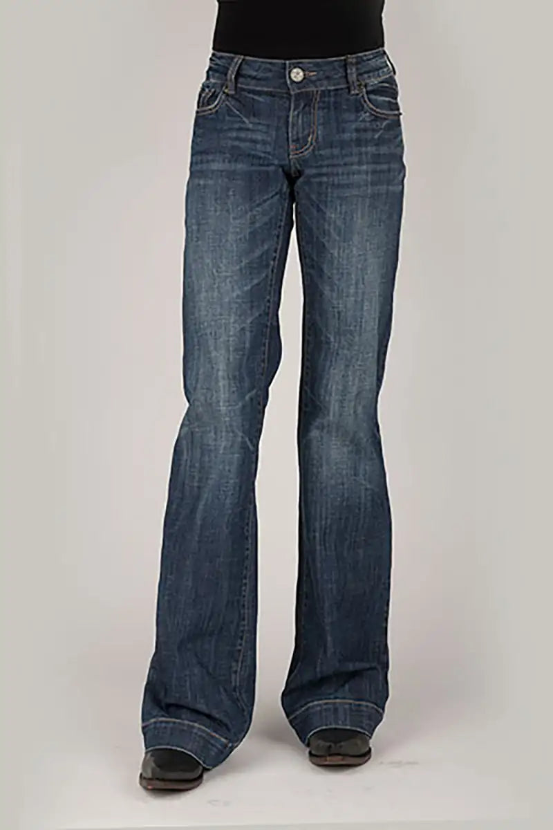 Tin Haul 460 Ella Fit Double Gold Loop Pocket ( Denim Dark Wash ) - Women's Jeans