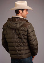 Stetson Novelty Solid Hooded Jacket (Brown) - Men's Leather Jacket
