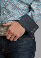 Stetson 1918 Turquoise Medallion (Blue) - Men's Western Shirt