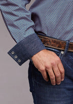Stetson 2030 Diamond Neat (Blue) - Men's Western Shirt