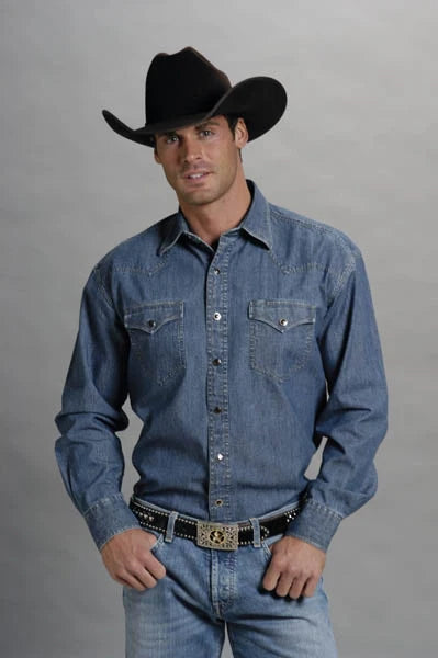 Stetson 3852 Classic Denim (Blue) - Men's Western Shirt
