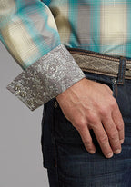 Stetson 1927 Smoke Plaid (Turquoise) - Men's Western Shirt