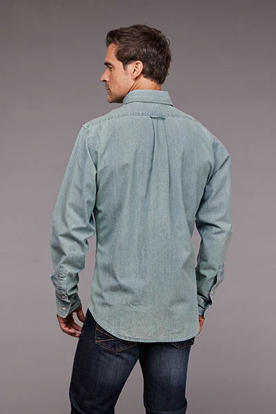 Stetson Chambray Button Front (Blue) - Men's Western Shirt