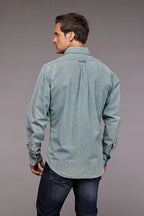 Stetson Chambray Button Front (Blue) - Men's Western Shirt