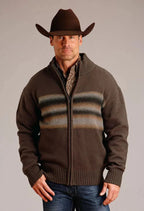 Stetson Ombre Boarder (Brown) - Men's Wool Blended Sweater