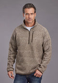 Stetson 2329 Herringbone 1/4 Zip (Brown) - Men's Sweater