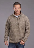 Stetson 2329 Herringbone 1/4 Zip (Brown) - Men's Sweater
