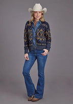 Stetson 2268 Cropped Cardigan (Blue) - Women's Sweater