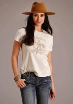 Stetson Cowgirl and Bucking Horse (White) - Women's Short Sleeve T-Shirt