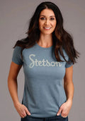 Stetson Vintage Script (Blue) - Women's Short Sleeve T-Shirt