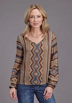 Stetson 2187 Sand Serape V-Neck (Tan) - Women's Blouse