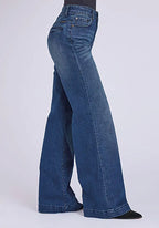 Stetson 751 Wide Leg Welted Back Packets ( Denim Medium Wash) - Women's Jeans