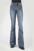 Stetson 921 High Waist Flare Fit Whiskered (Medium Wash) - Women's Jeans
