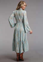 Stetson Aqua Mandala Print Dress - Women's Long Dress