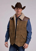 Stetson Distressed With Contrast Yoke (Brown) - Men's Suede Vest