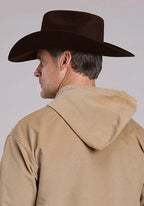 Stetson Brown Embroidered Logo (Khaki) - Men's Hoodie Sweatshirt