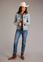 Stetson Back Floral Embroidery (Light Wash) - Women's Denim Jacket