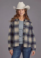 Stetson Plaid with Drop Shoulders (Blue) - Women's Shirt Jacket