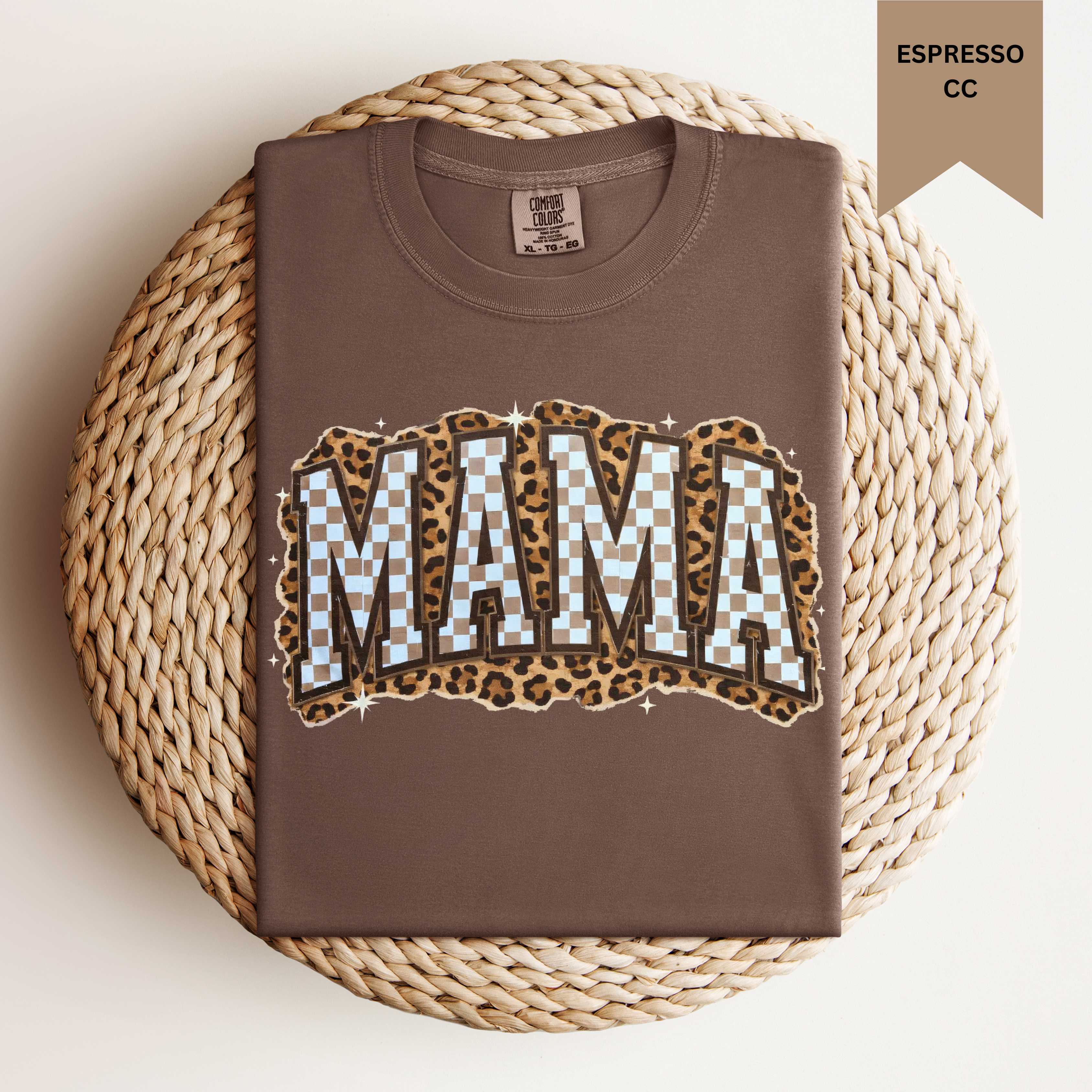 Checkered Leopard Mama Tee.