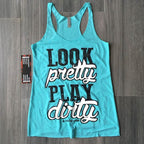 Look Pretty Play Dirty Tank Top | Pink, Blue, Black