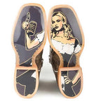 Tin Haul Toastin a Gnarly Shark / Beer Girl Sole (Brown Crackle) - Men's Leather Cowboy Boots