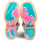 Tin Haul Little Miss Dotty / Horse A Dot Sole (Pink) - Little Kids/Big Kids Leather Cowgirl Boots