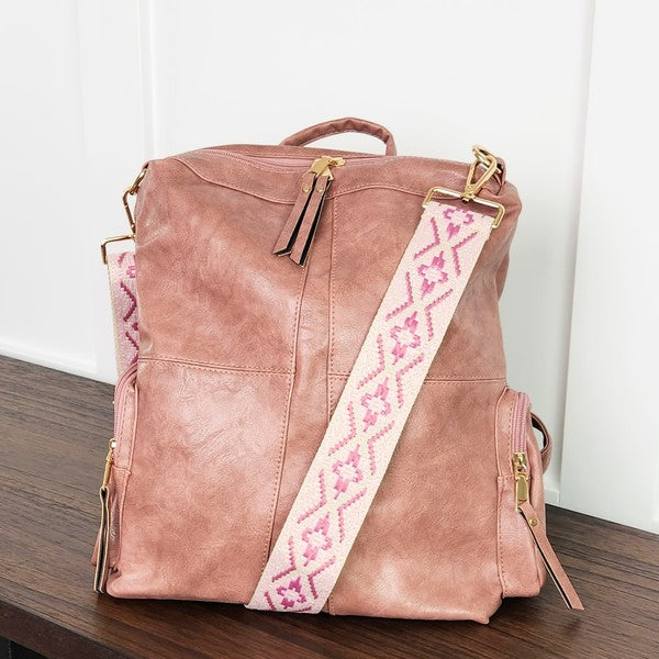 Charis Convertible Vegan Leather Backpack – 2 Strap Set
