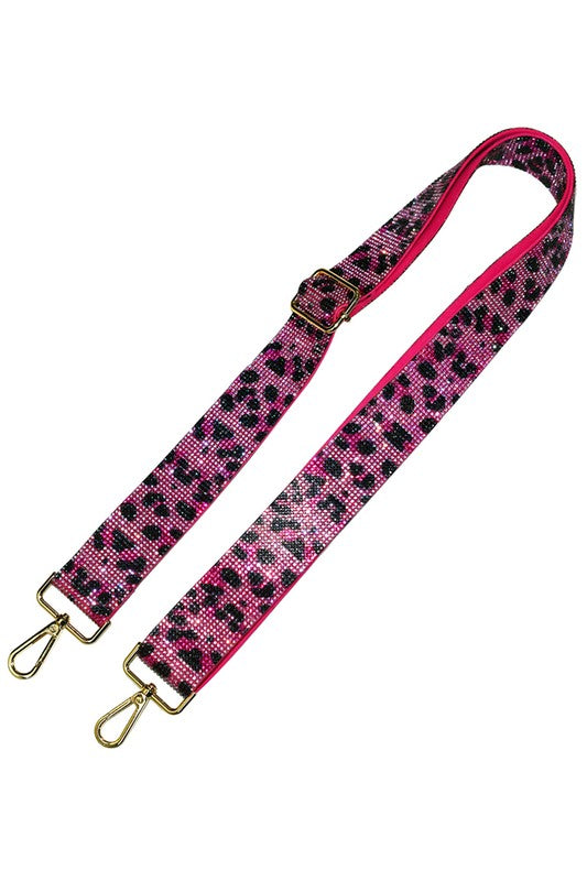 1.5 Inches Leopard Rhinestone Guitar Strap