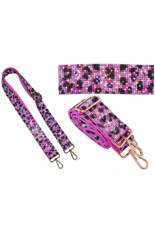 1.5 Inches Leopard Rhinestone Guitar Strap