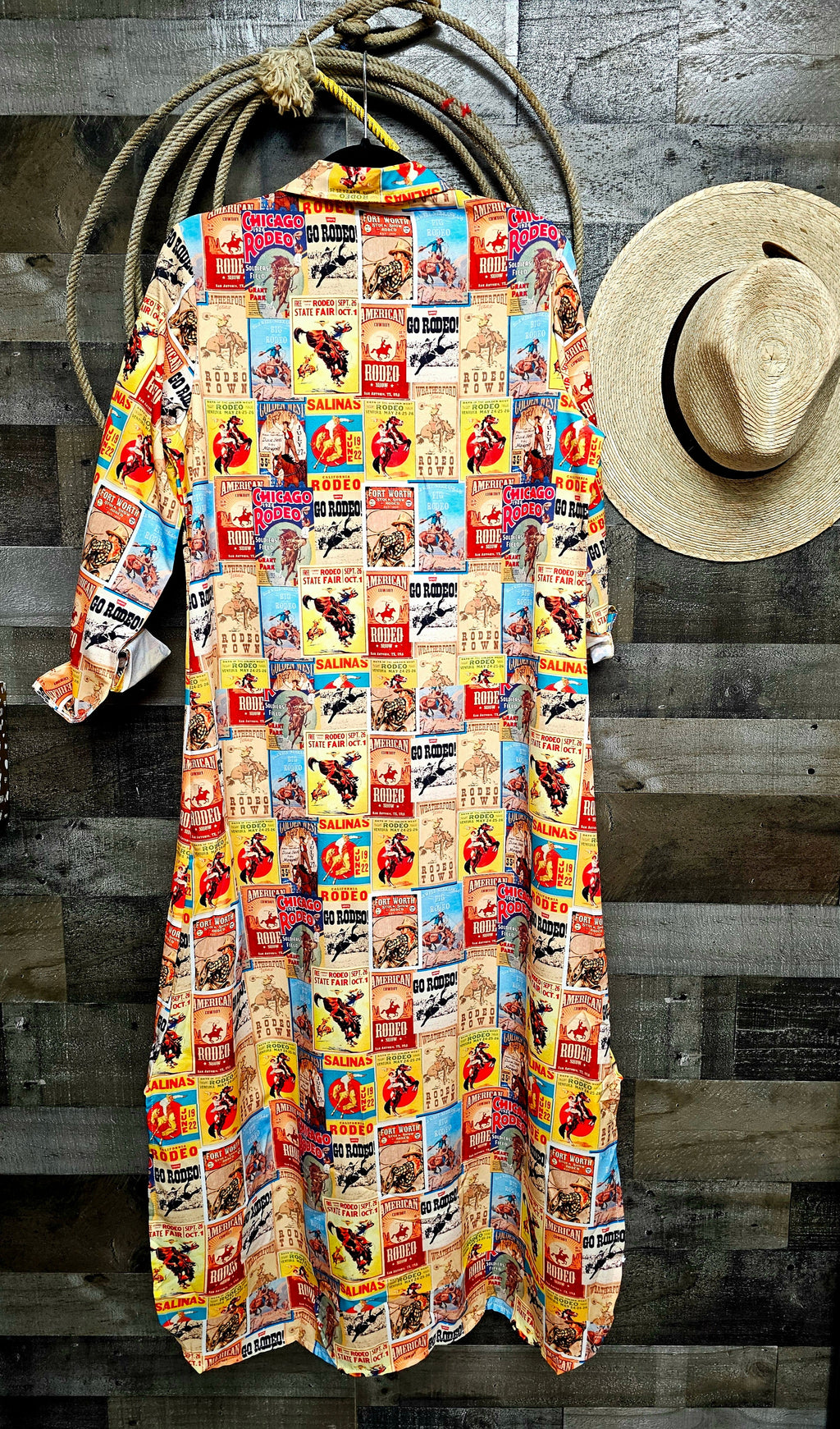 Baha Ranch Vintage Rodeo Poster Western Duster Dress