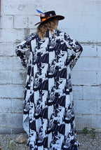 Baha Ranch Black White Cowboy Western Duster Dress