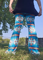 Baha Ranch Teal Aztec Flare Pants
