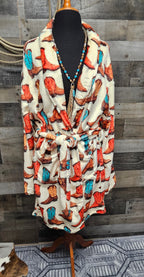 Baha Ranch Got My Boots Western Bath Robe