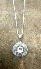 22-250 Sterling Silver Bullet Head Necklace