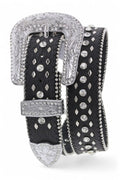 Western Rhinestone Studded Leather Belt