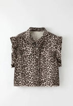 Miss Sparkling |Short Sleeve Ruffle Denim Vest