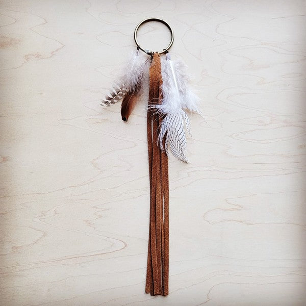Boho Western Boot Bling Charm w/Leather Fringe