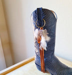 Boho Western Boot Bling Charm w/Leather Fringe